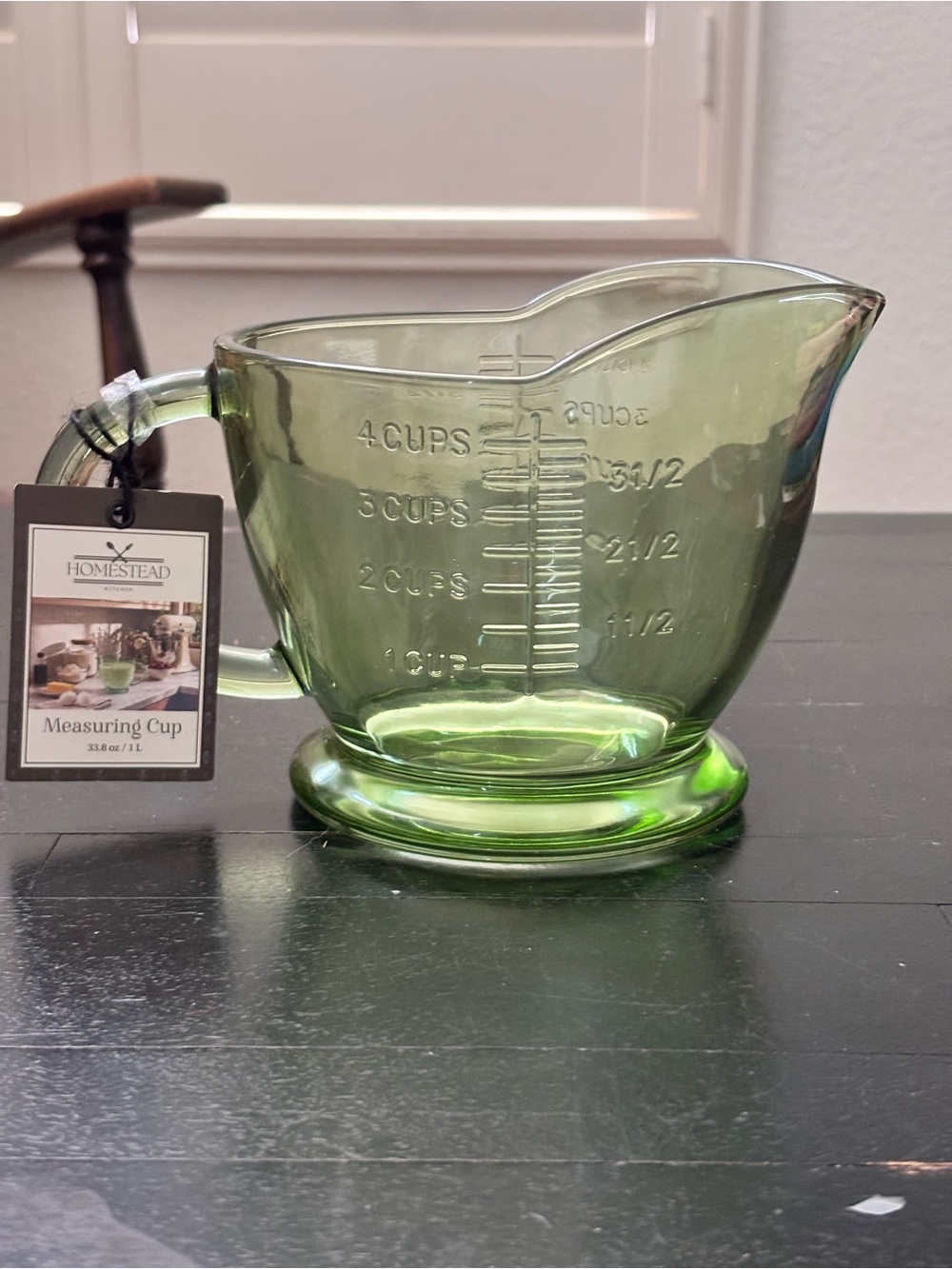 HOMESTEAD Kitchen 4 Cup Green Glass Measuring Cup BPA Free Dishwasher Safe NEW
